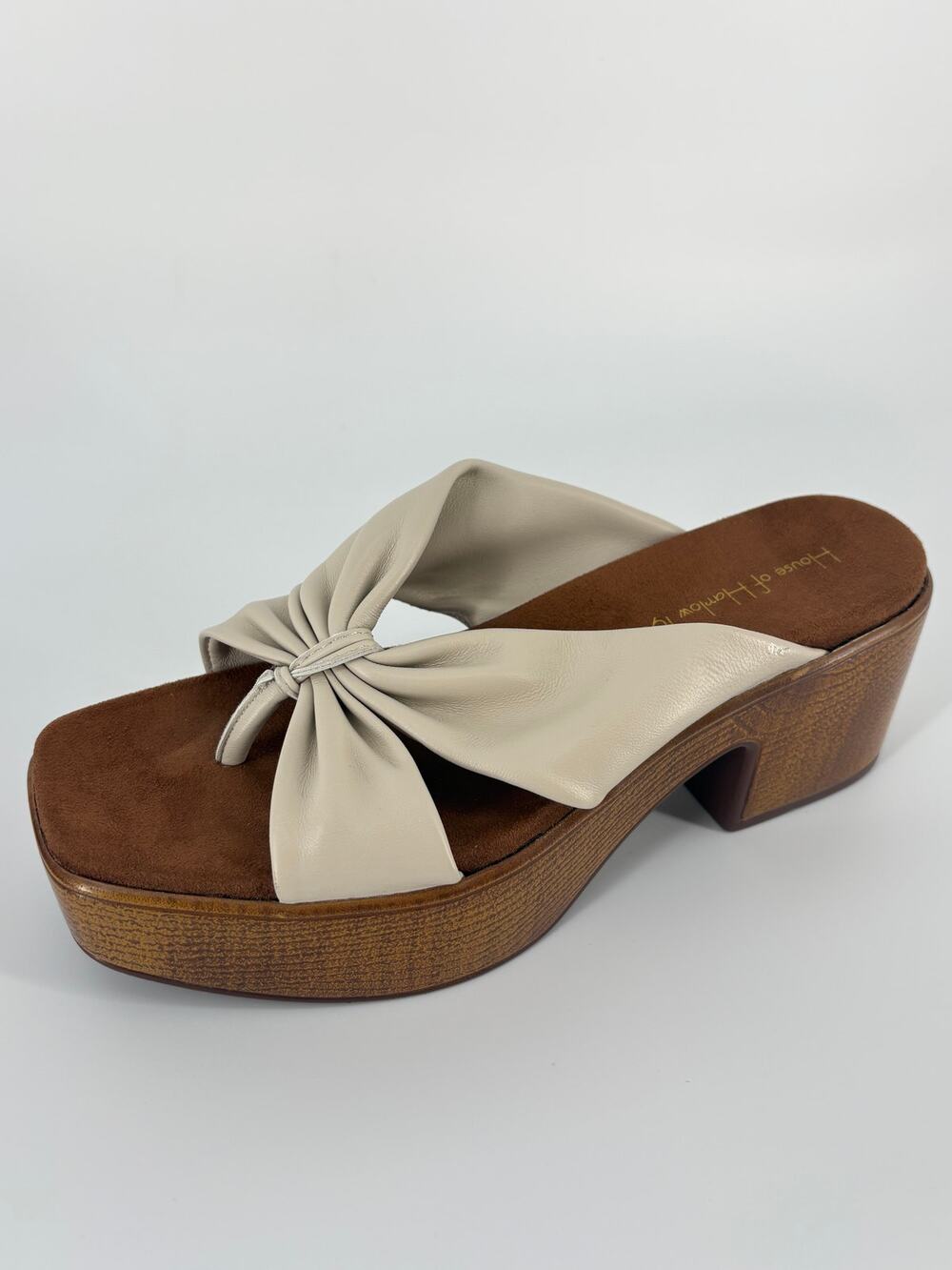 House of Harlow 1960 Glamming Ivory Leather Platform Sandals Size 9 Y2K